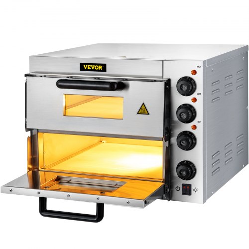 VEVOR Professioneller Pizzaofen, 36 cm groß Pizza Pizzabackofen, 3000 W Doppellagig Mini Pizzaofen Elektrisch, 50-350 ℃ Gastro Steinbackofen 220-240 V Gastro Backofen, Brot, Kuchen, Pasteten usw.